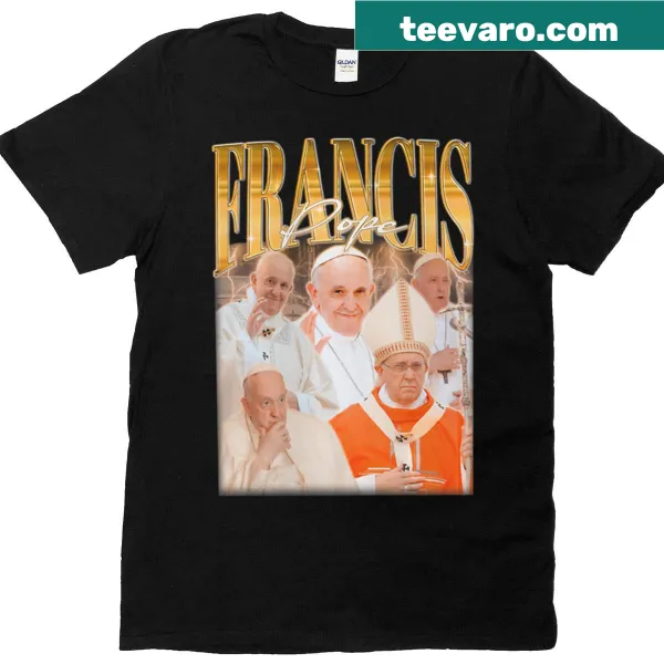 Vintage-style T-shirt celebrating the teachings of Pope Francis with timeless design