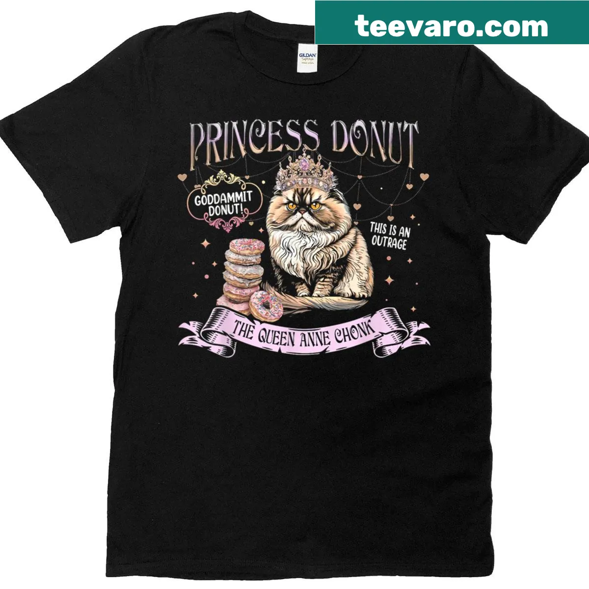 Cartoon t-shirt featuring Princess Donut from Dungeon Crawler Carl — on a men's t-shirt