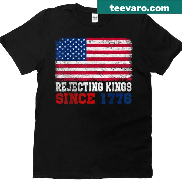 Patriotic T-shirt with 'Rejecting Kings' and '1776' text