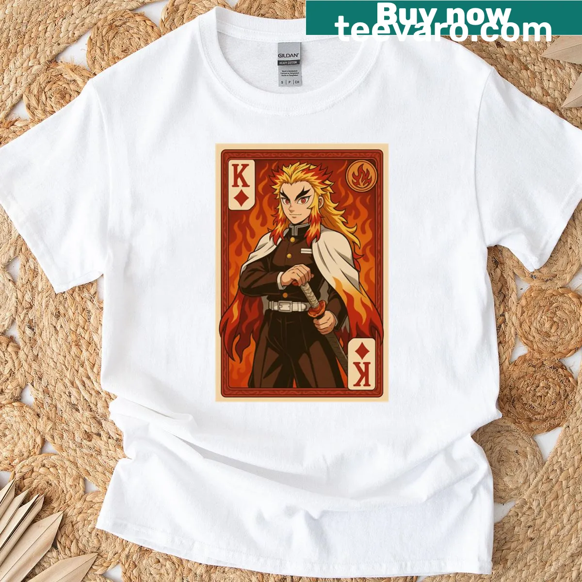 Anime art print of Rengoku, King of Diamonds T-shirt — on a men's t-shirt