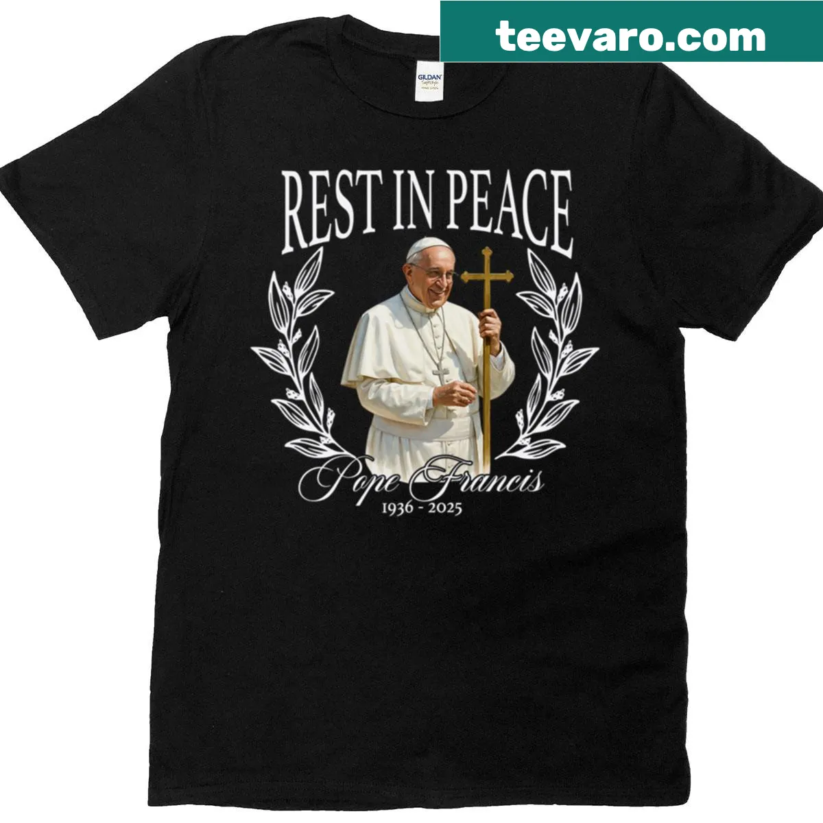 Tribute t-shirt featuring Pope Francis — on a men's t-shirt