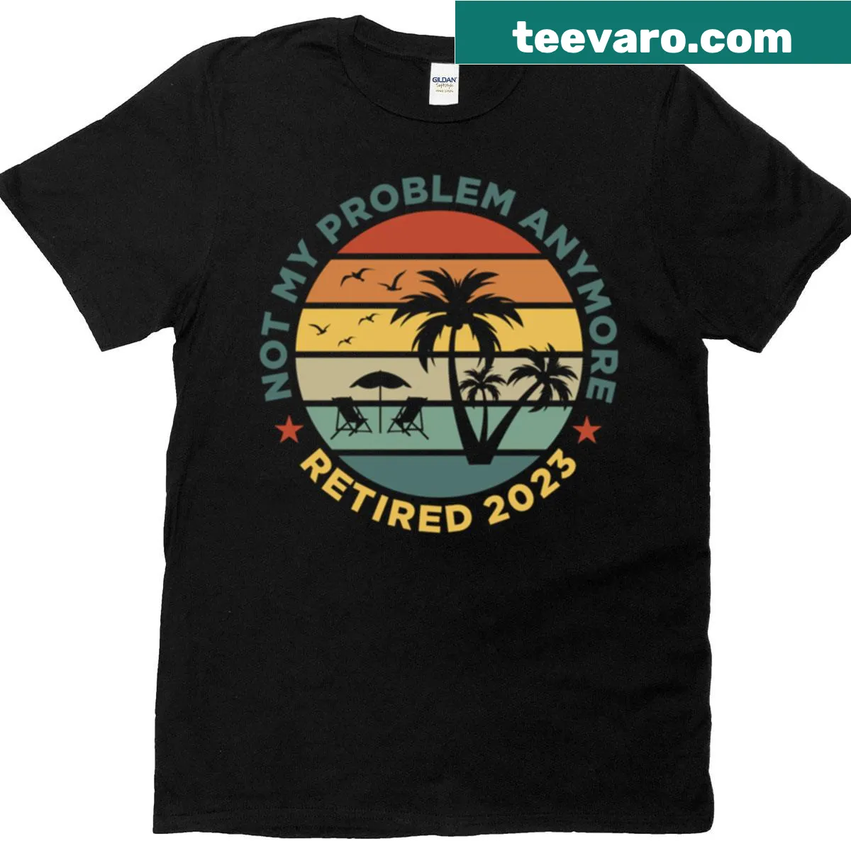 Officially Retired 2023 graphic on a t-shirt — on a men's t-shirt
