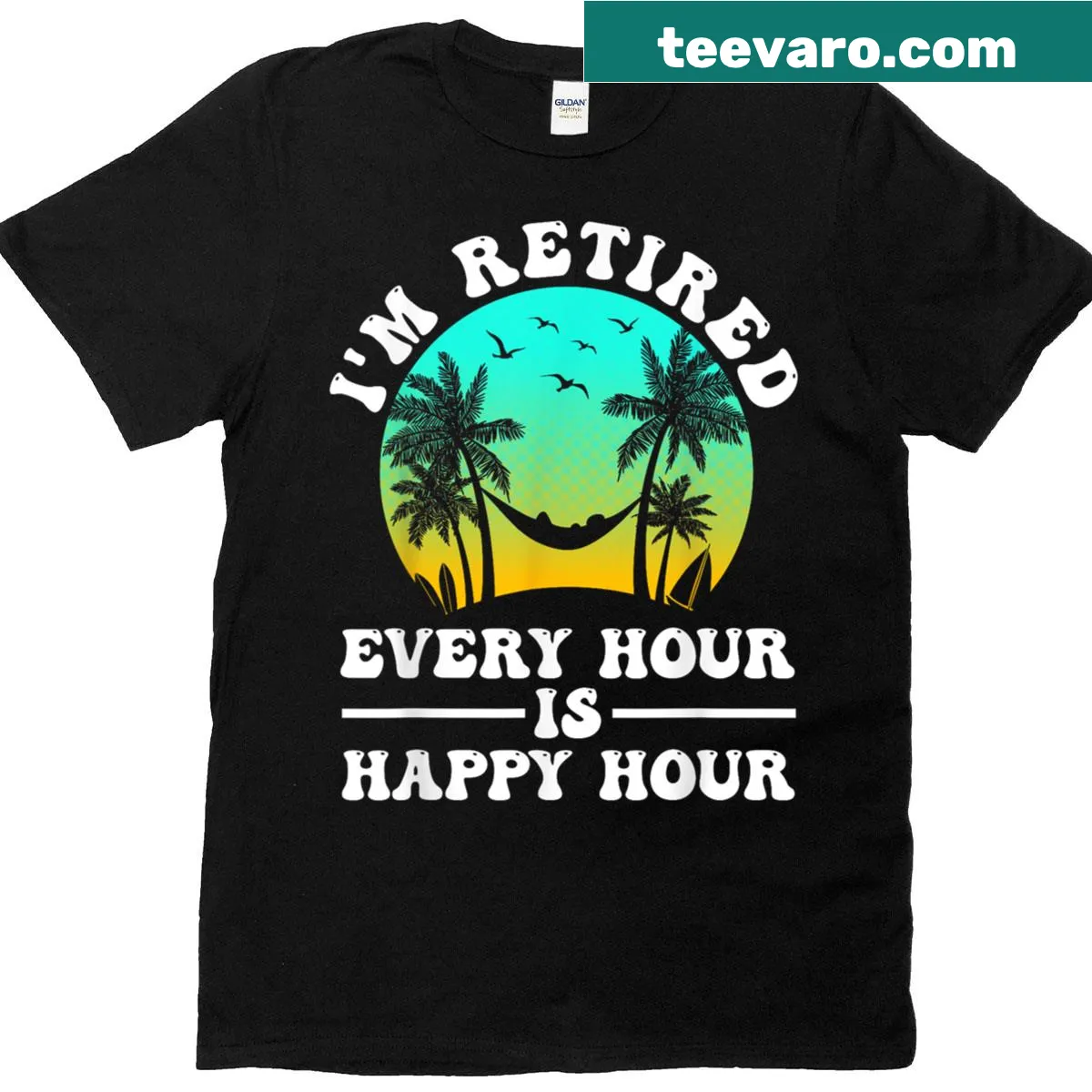 Graphic t-shirt celebrating retirement for men and women — on a men's t-shirt