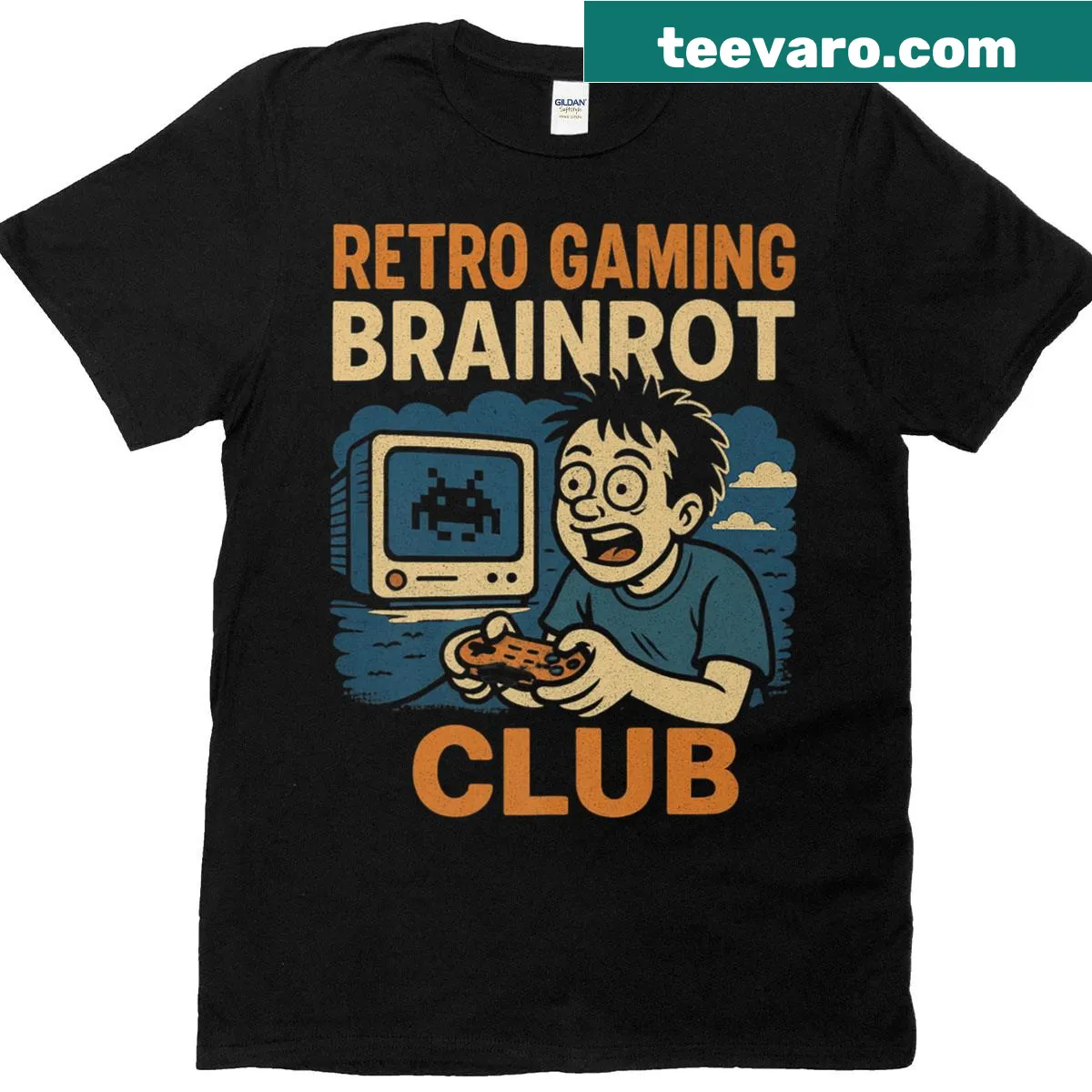 T-shirt with 'Brainrot Mode Activated' text for gamers — on a men's t-shirt