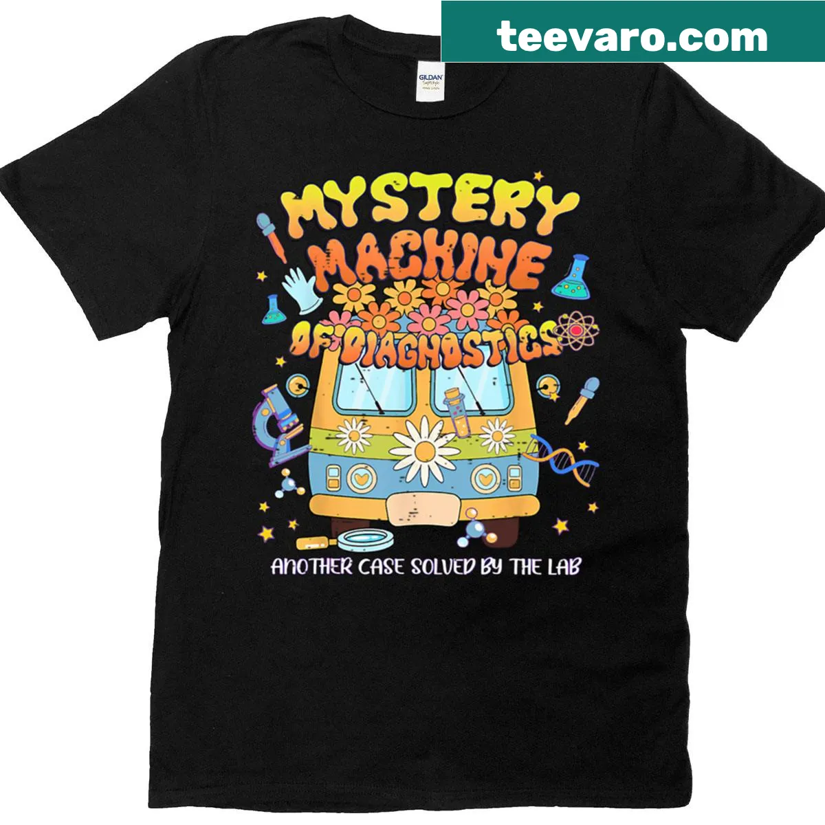 Cute bus graphic celebrating Lab Week 2025 — on a men's t-shirt
