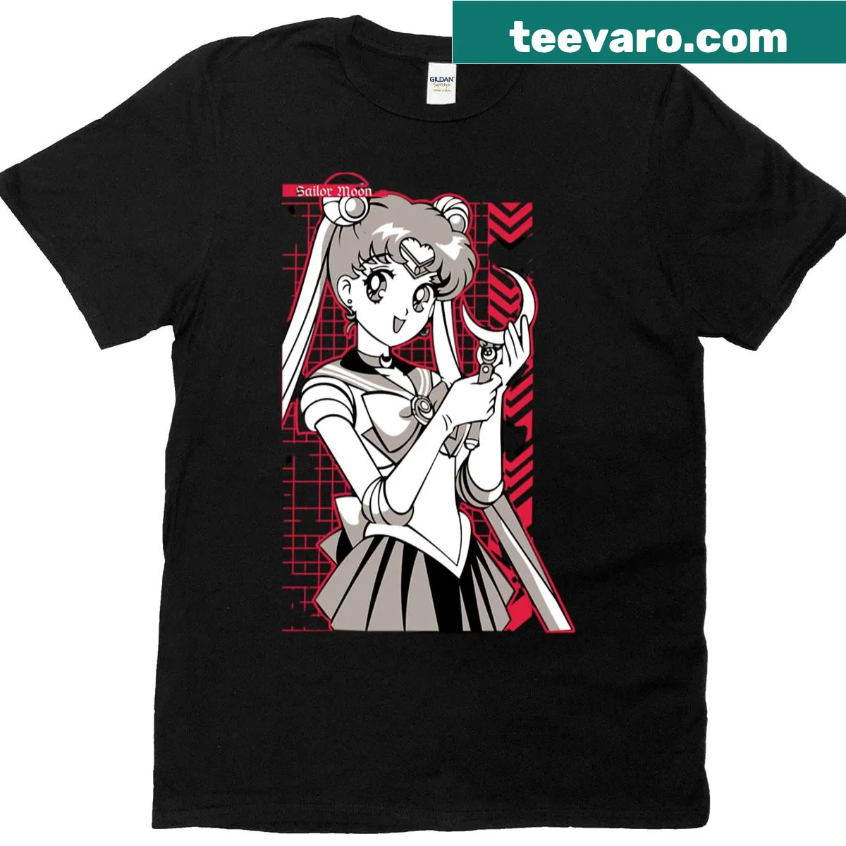 Illustration T-shirt featuring Sailor Moon and friends — on a men's t-shirt