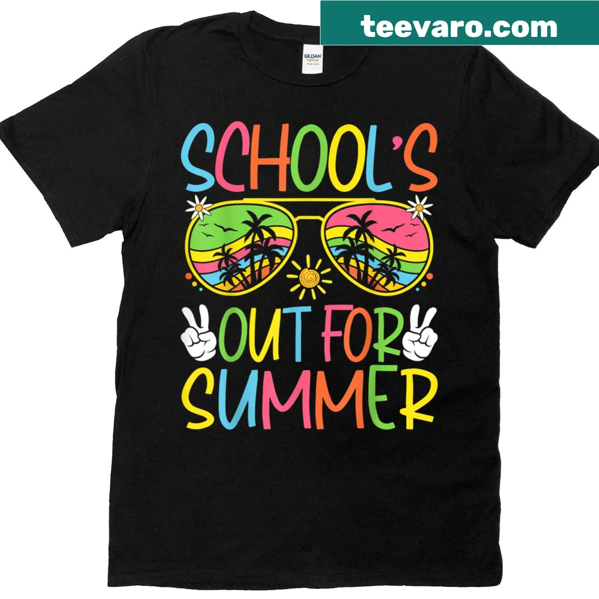 Cheerful typography design celebrating summer break on a teacher t-shirt — on a men's t-shirt