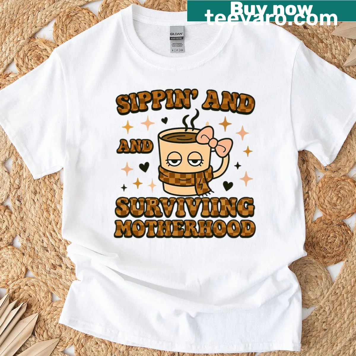 Wholesome 'Sippin And Surviving' motherhood t-shirt — on a men's t-shirt