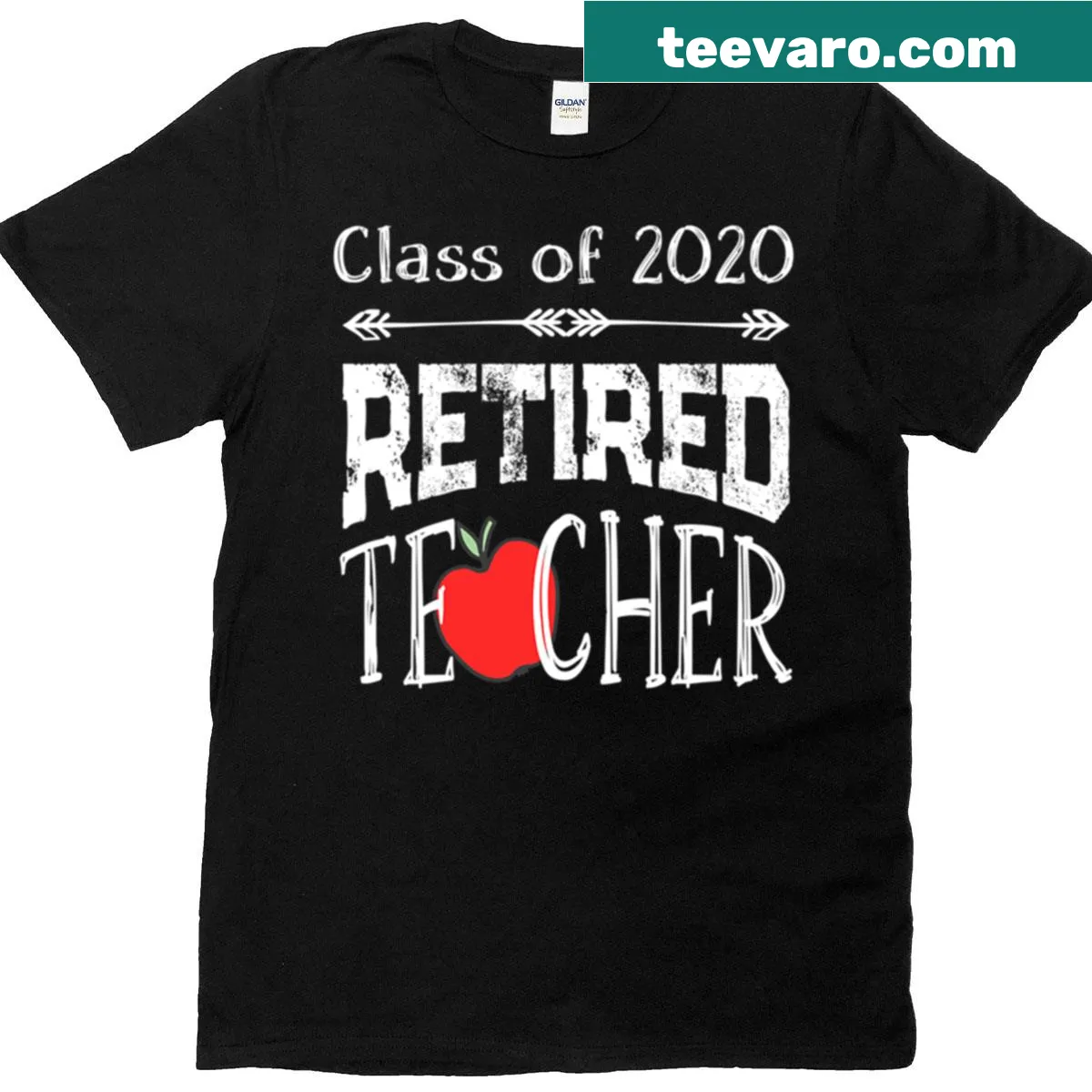 Teacher Retired 2020 T-shirt with celebratory typography. — on a men's t-shirt