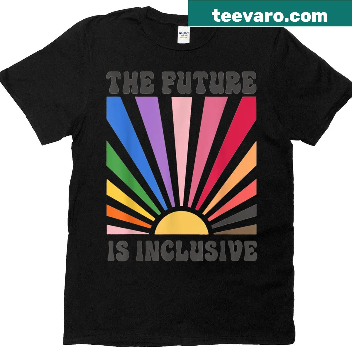 Inclusive LGBTQ Pride T-shirt with rainbow graphic and inspirational message. — on a men's t-shirt