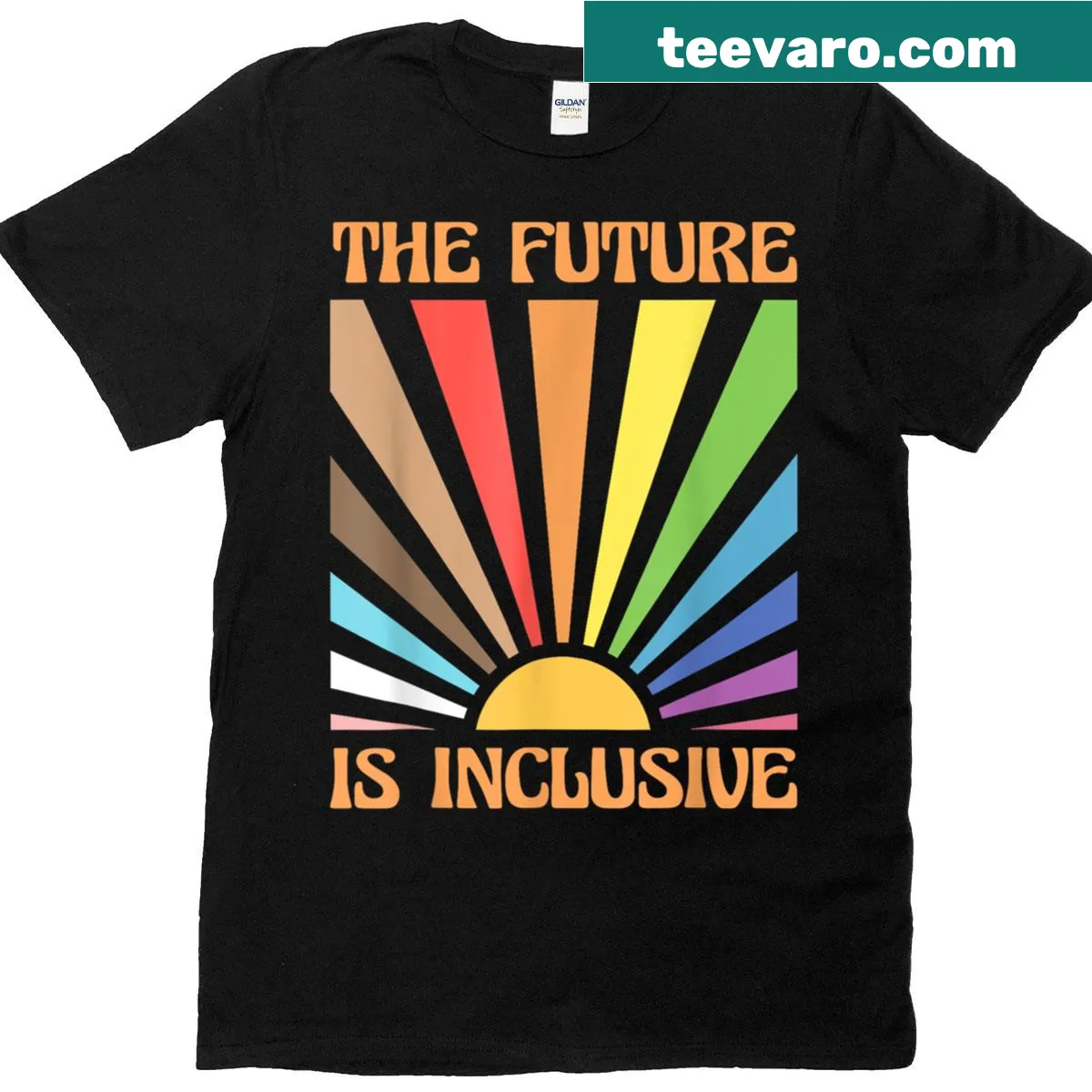 Rainbow Pride T-shirt promoting inclusivity and social justice. — on a men's t-shirt