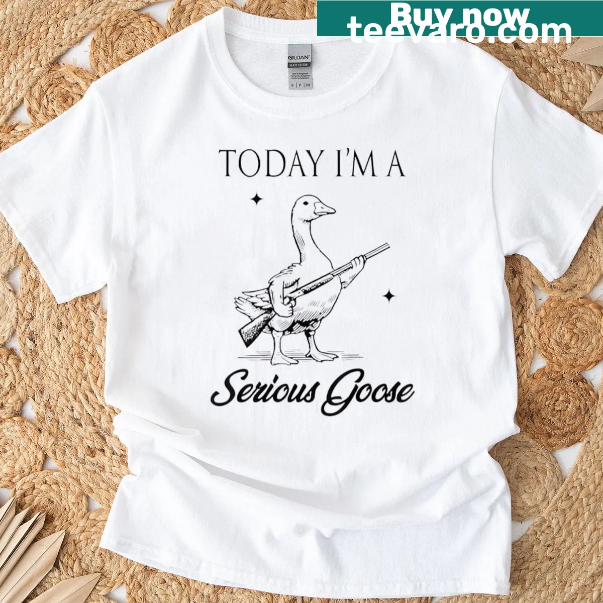 Funny quote t-shirt featuring the phrase 'Today I'm A Serious Goose' — on a men's t-shirt