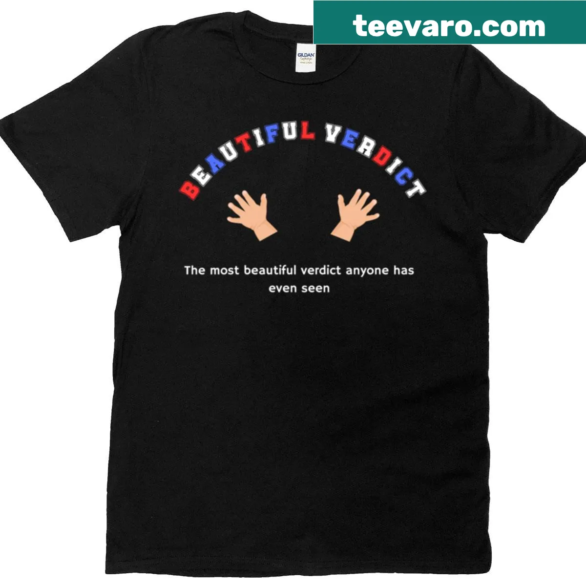 T-shirt emblazoned with the phrase 'Trump Verdict Guilty' in bold text. — on a men's t-shirt