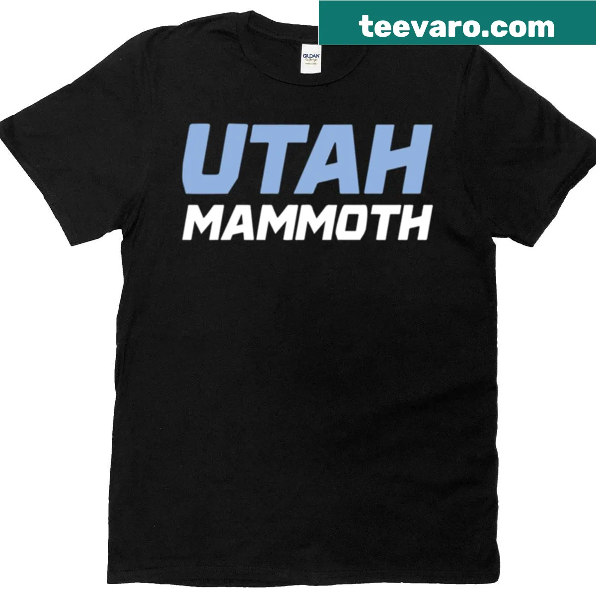 T-shirt featuring Utah Mammoth logo and puck design — on a men's t-shirt