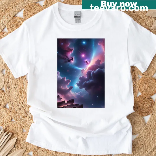 Galaxy design with twinkling stars on a T-shirt