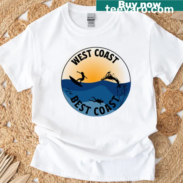 West Coast Best Coast printed T-shirt with playful typography