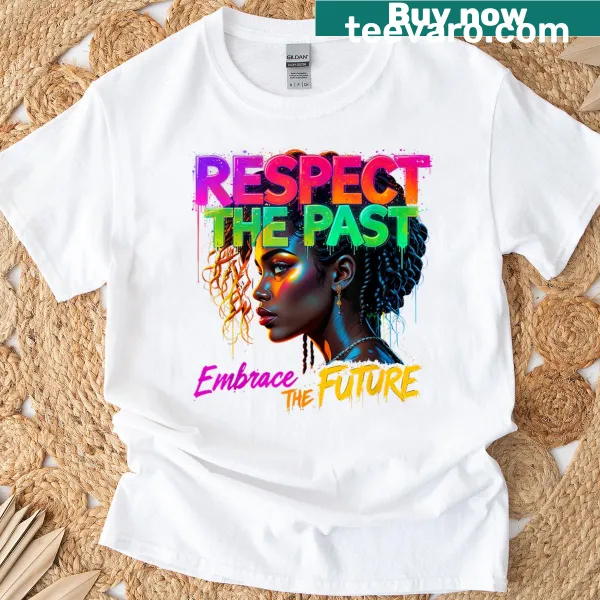 T-shirt with bold text honoring Black History Month and future aspirations.
