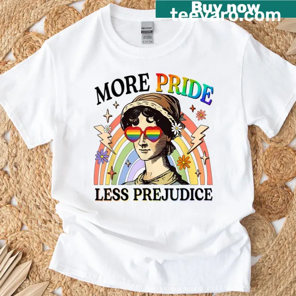 Retro rainbow design with pride message on T-shirt