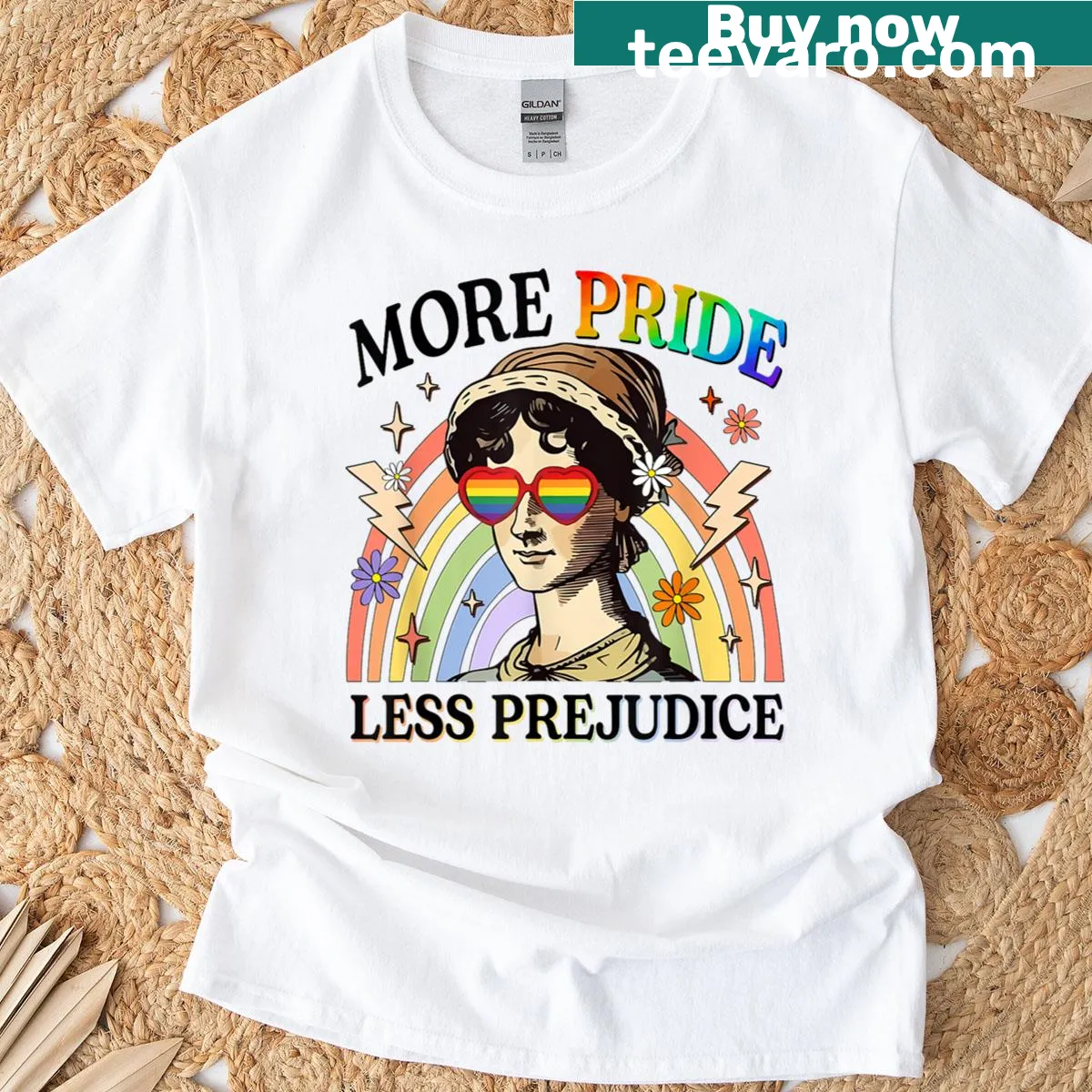 Retro rainbow design with pride message on T-shirt — on a men's t-shirt