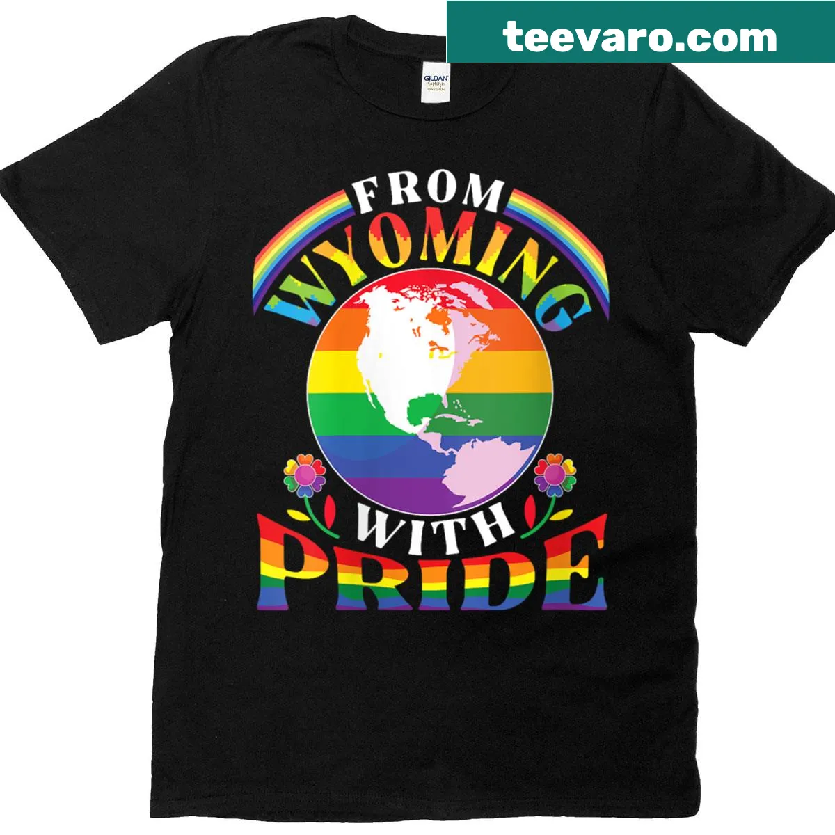 Rainbow globe LGBT support t-shirt with pride slogan — on a men's t-shirt