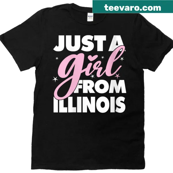 Illustrative design with 'Just A Girl From Illinois' text celebrating state pride