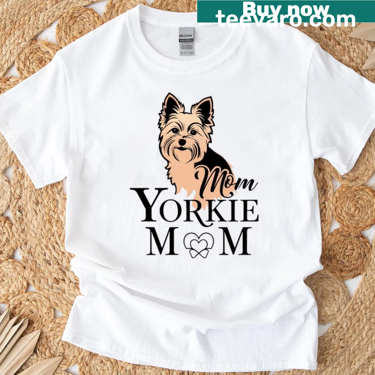 Yorkie Mom t-shirt featuring playful typography expressing love for dogs — on a men's t-shirt