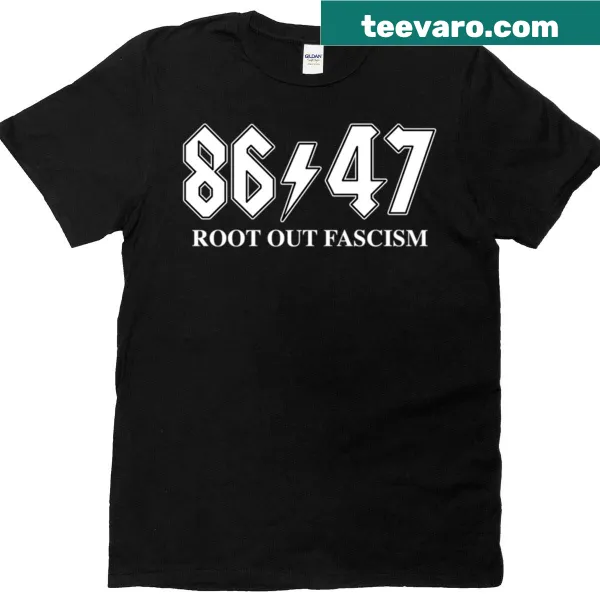 Root Out Fascism t-shirt with bold text