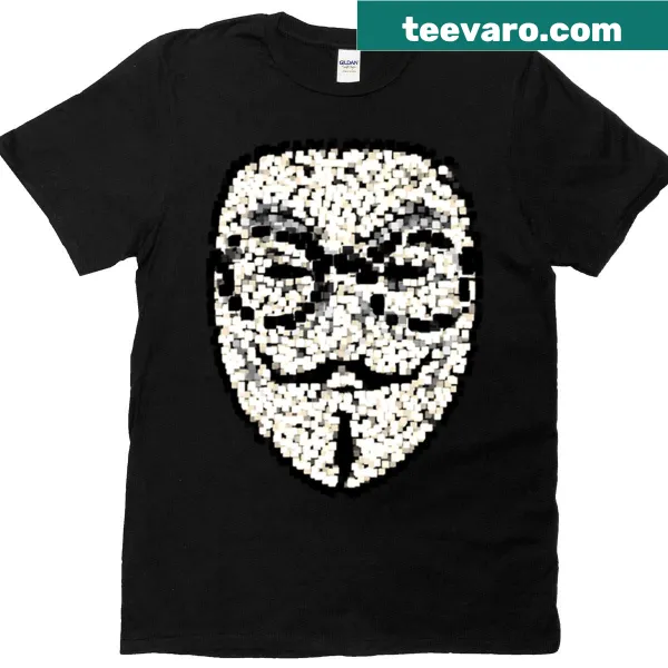 Abstract t-shirt featuring a vendetta mask with glasses design