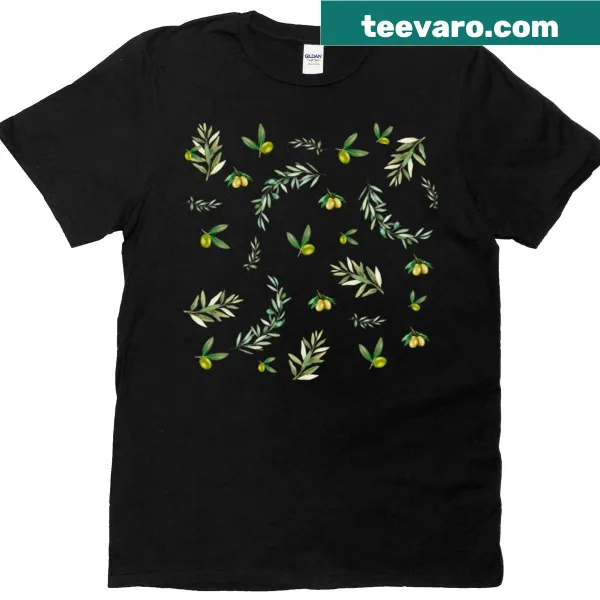 Oversized T-shirt with watercolor olive pattern design