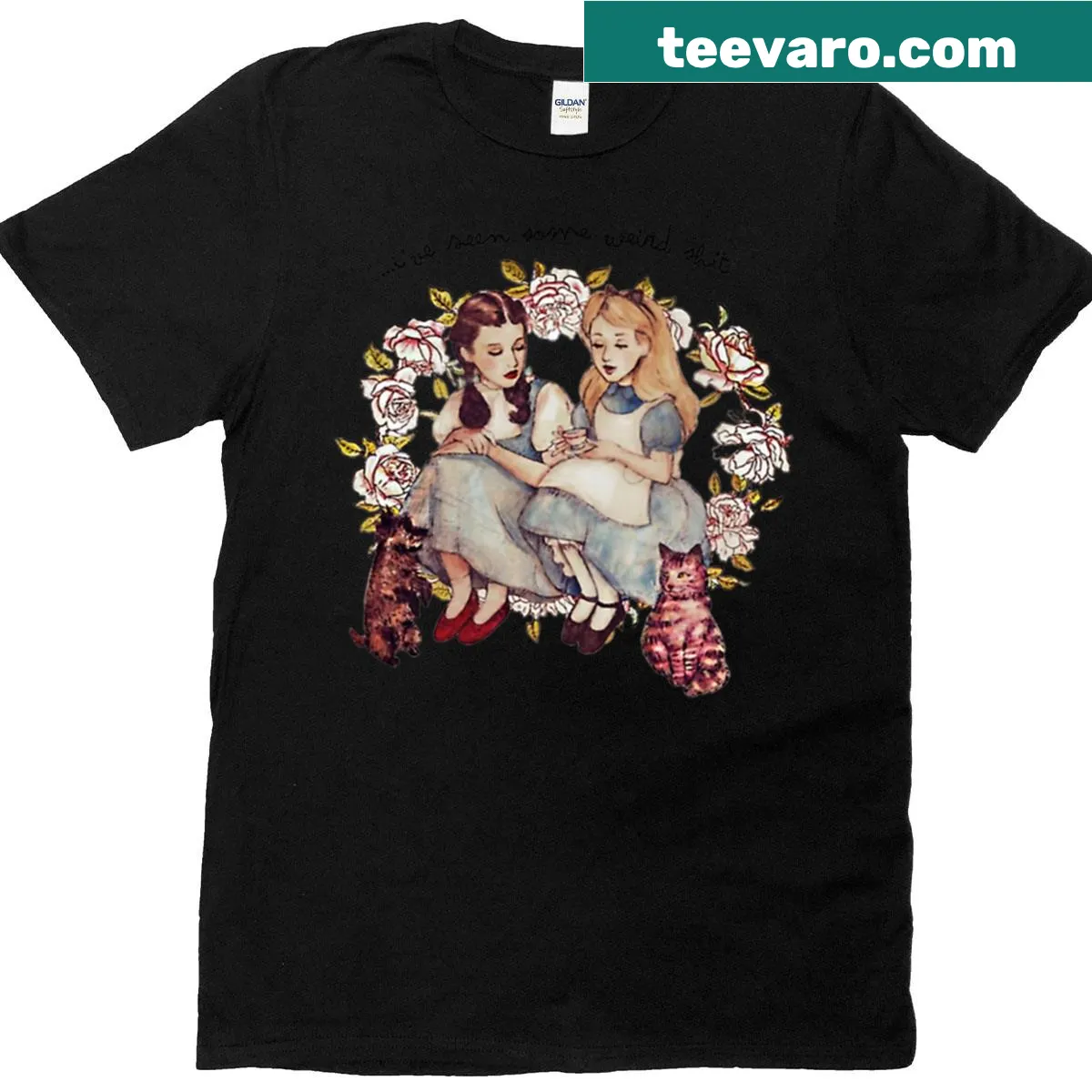 Vintage T-shirt combining Alice and Dorothy themes — on a men's t-shirt