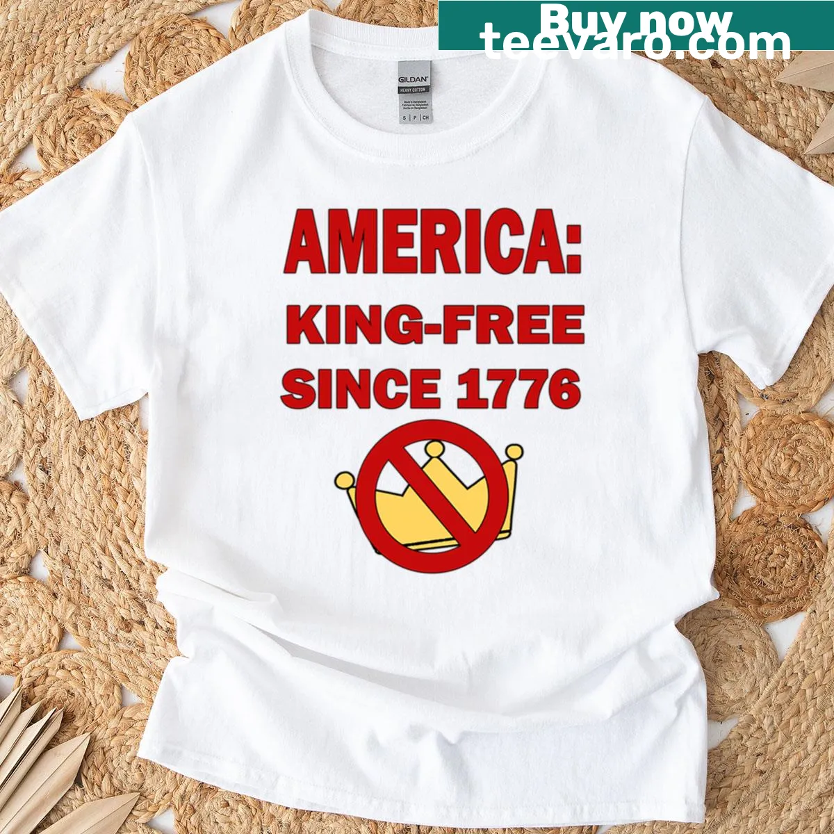 Patriotic t-shirt that says 'America King Free Since 1776'. — on a men's t-shirt