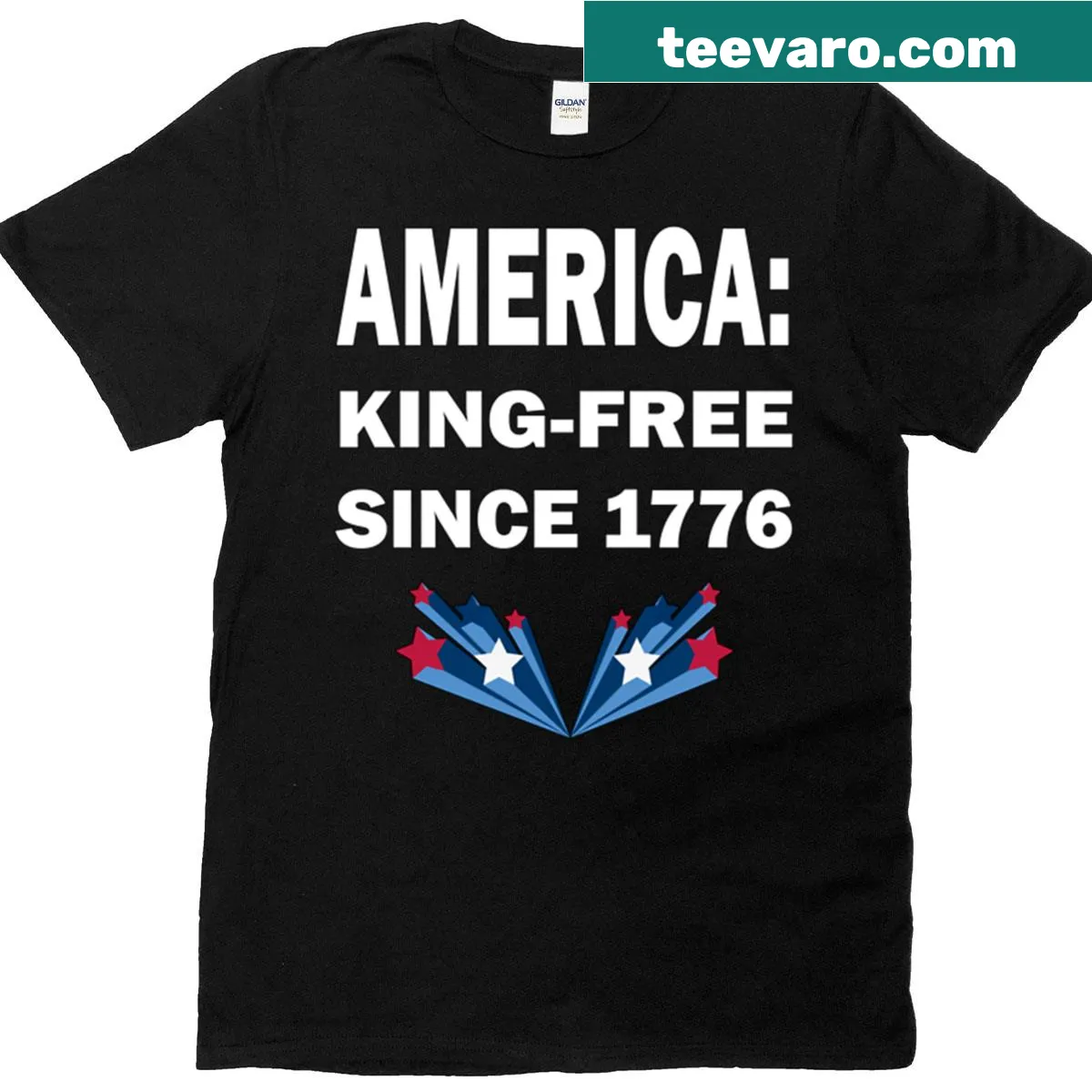 Patriotic T-shirt stating 'King Free Since 1776' — on a men's t-shirt