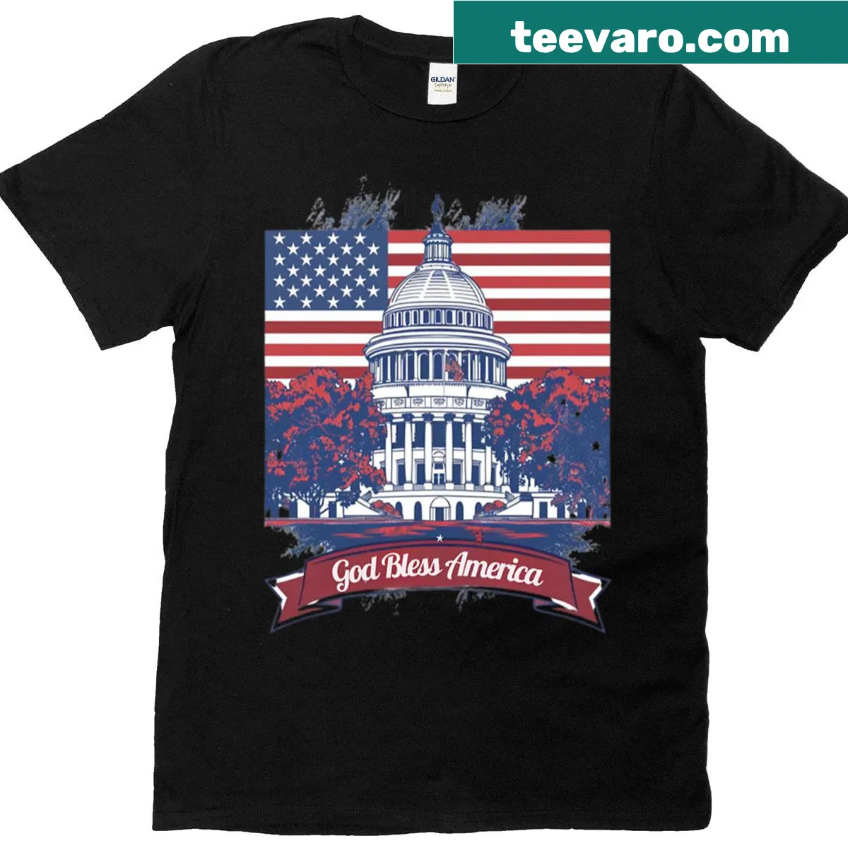Vintage T-shirt featuring Americana art — on a men's t-shirt