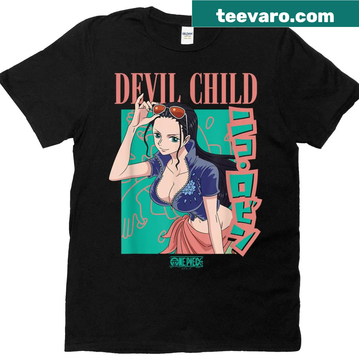 Retro anime devil child Robin illustration on a t-shirt — on a men's t-shirt