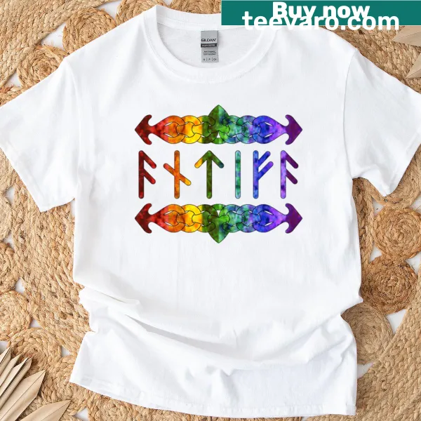 Antifa Runes t-shirt featuring bold rainbow graphic