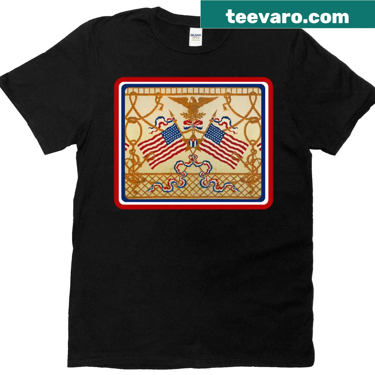 Vintage-inspired patriotic illustration on a T-shirt — on a men's t-shirt