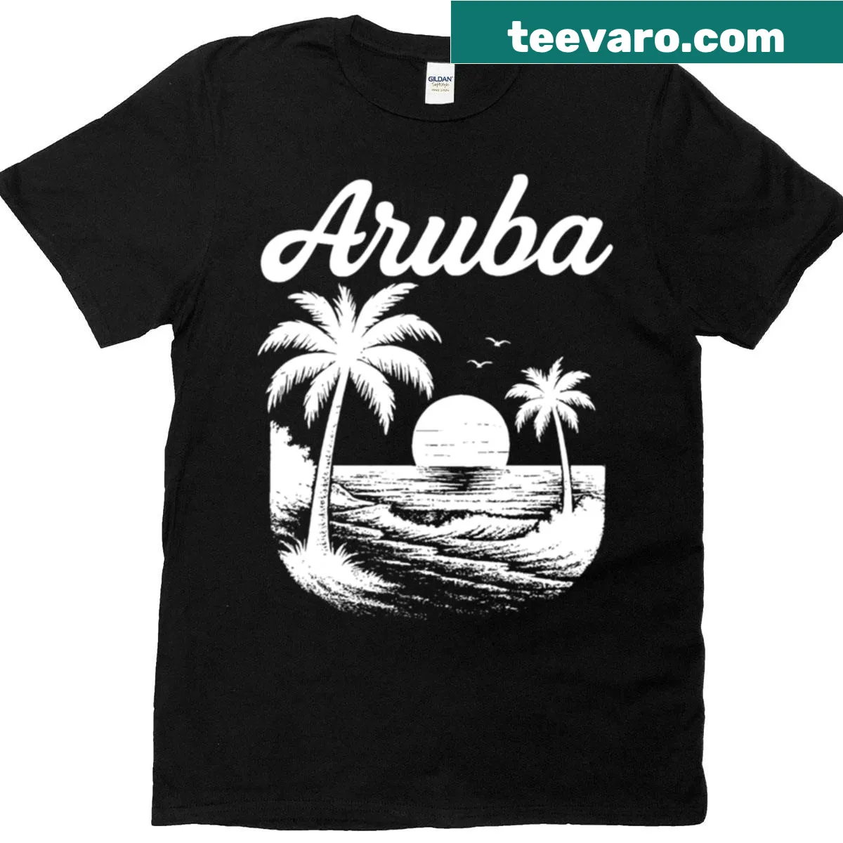 Aruba T-shirt with stylish white lettering — on a men's t-shirt