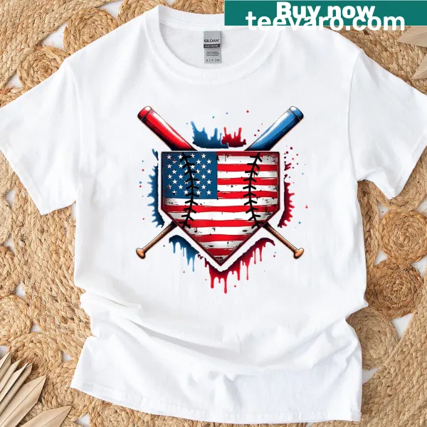 4th of July T-shirt with baseball drip boy and ice cream design