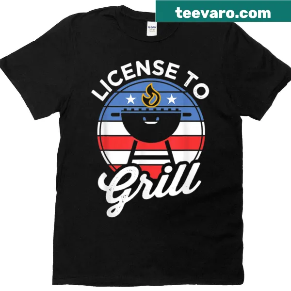 Patriotic BBQ Grillmaster t-shirt with American flag and barbecue graphics