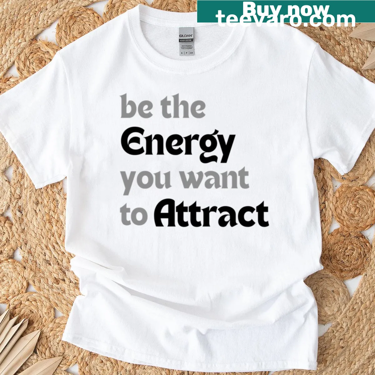 Inspirational T-shirt with motivational quote in bold typography — on a men's t-shirt