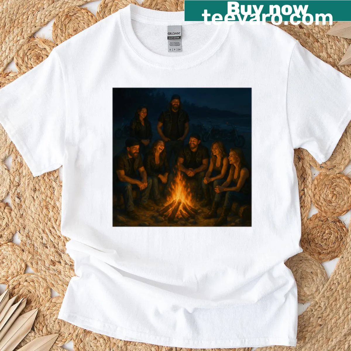 Biker-themed T-shirt with Friends Forever graphic — on a men's t-shirt