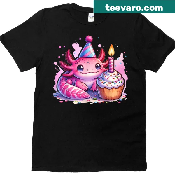 Kawaii axolotl t-shirt for birthdays with cute party design