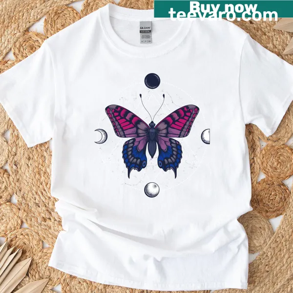 Bisexual Butterfly t-shirt with an illustrated butterfly design