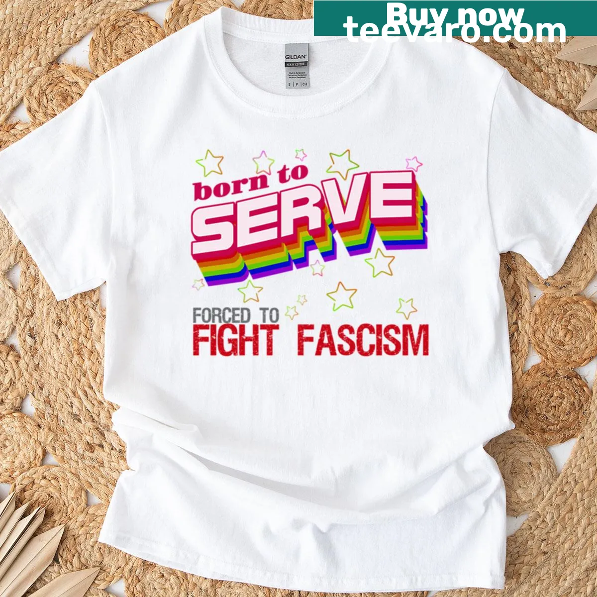 Inspirational typographic t-shirt conveying a message of service — on a men's t-shirt