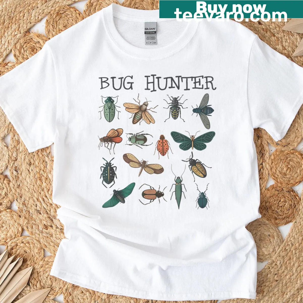Cute cartoon bug hunter t-shirt for children — on a men's t-shirt