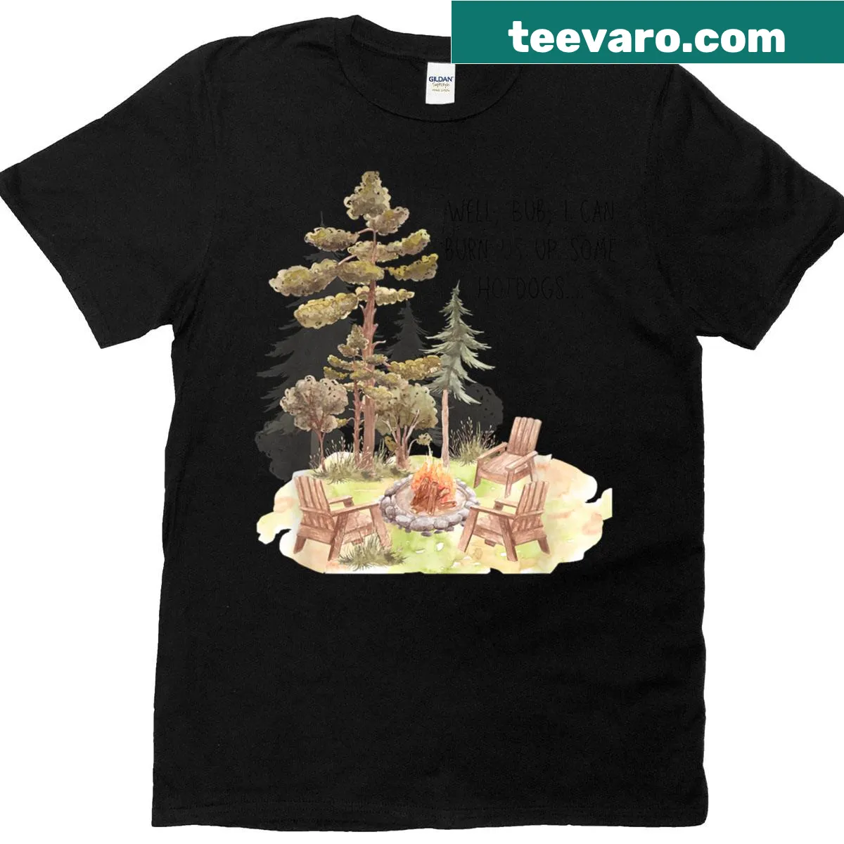 Cartoon hotdog t-shirt with playful design celebrating summer grilling — on a men's t-shirt
