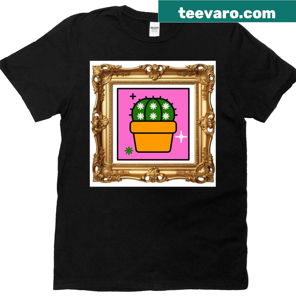 Minimalist T-shirt featuring an illustration of a cactus — on a men's t-shirt