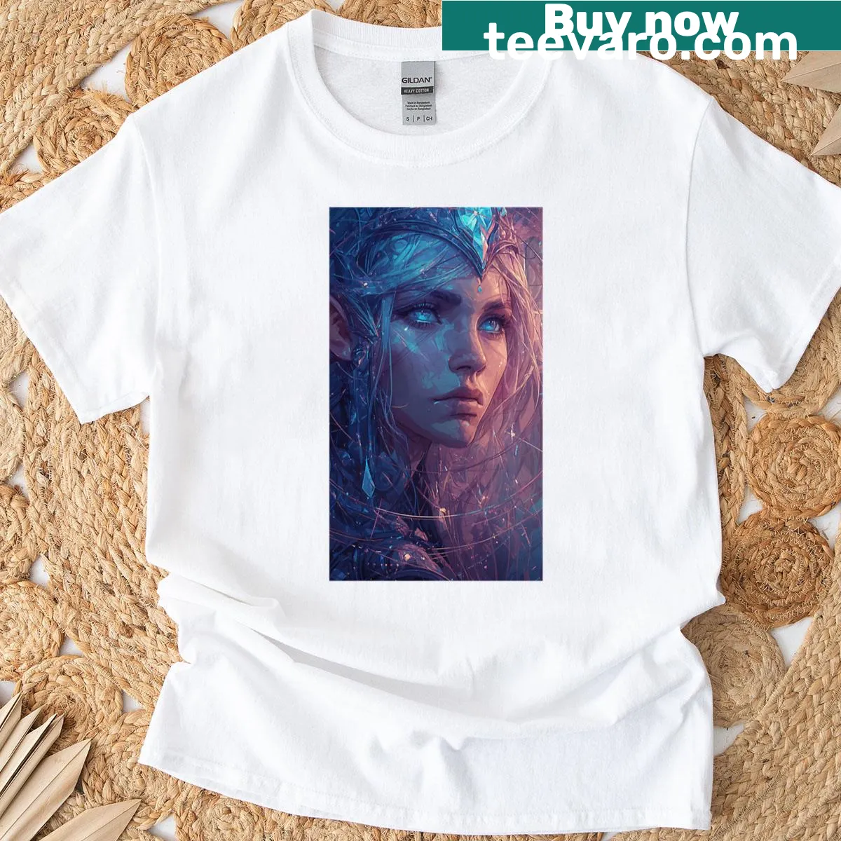 Illustration of a celestial figure in the depths of the aether — on a men's t-shirt