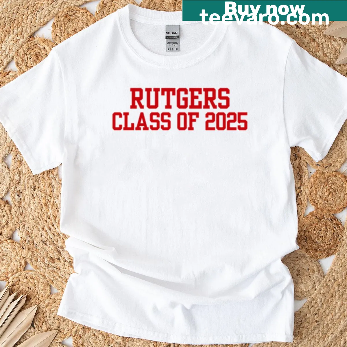 Class of 2025 Rutgers T-shirt with school logo — on a men's t-shirt