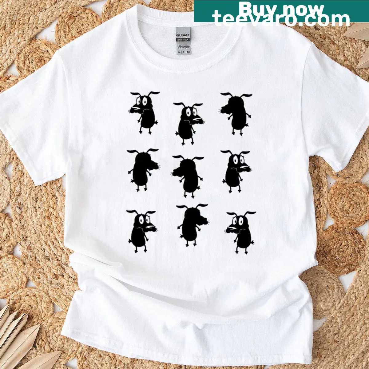 Retro design inspired by Courage The Cowardly Dog — on a men's t-shirt